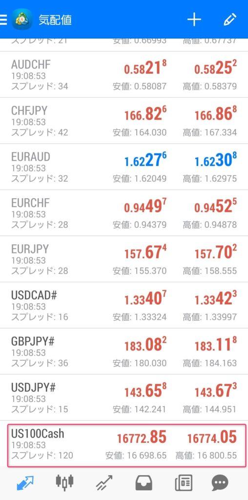 ナスダック（US100）設定方法